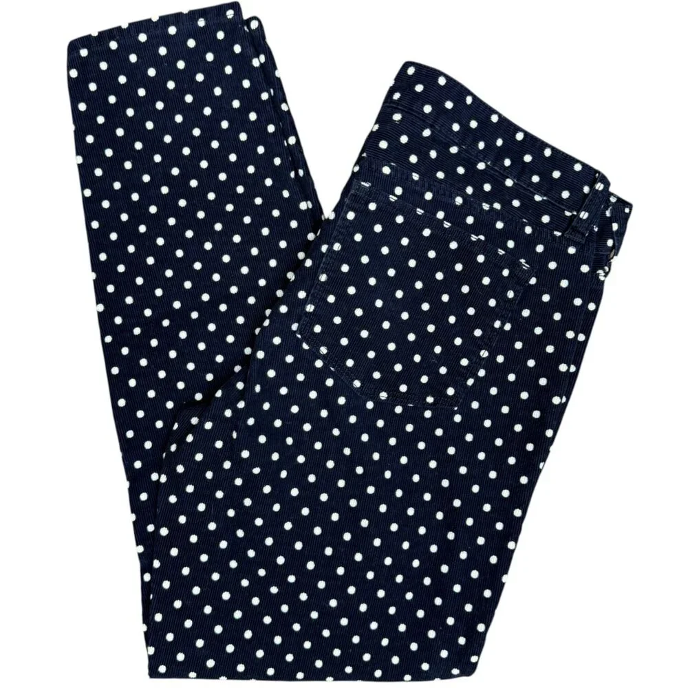 EUC Women's J.‎ CREW Corduroy Toothpick Pants Navy Polka Dot | Size 29